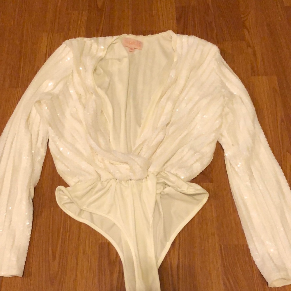 white sequin bodysuit